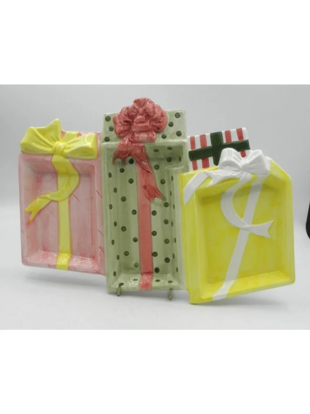 RCPC Ceramic 3-Section Christmas Present Gift Box Serving Tray w/Spode Box